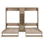 Lit simple escamotable double avec armoires et tablettes, unité de rangement compacte, gris-368547665