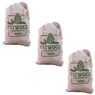 BetterWood Products Fatwood Firestarter Natural Waterproof Burlap Bag