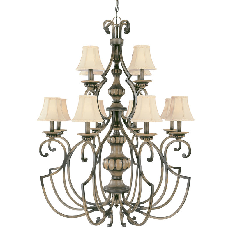 Lustre classique/traditionnel 12 lumières ombrées Conant