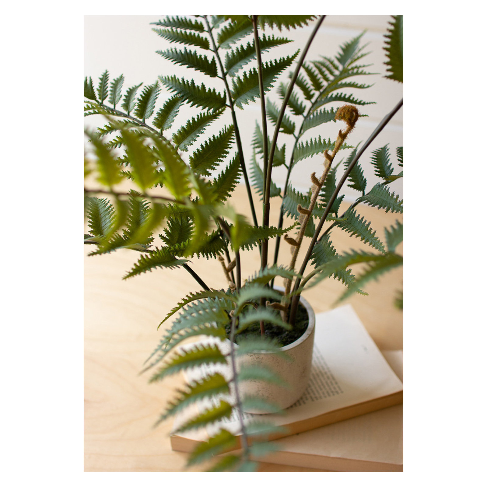 28'' Faux Fern Plant in Cement Pot