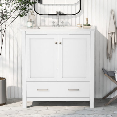 30" Bathroom Cabinet Double Door 1 Drawer