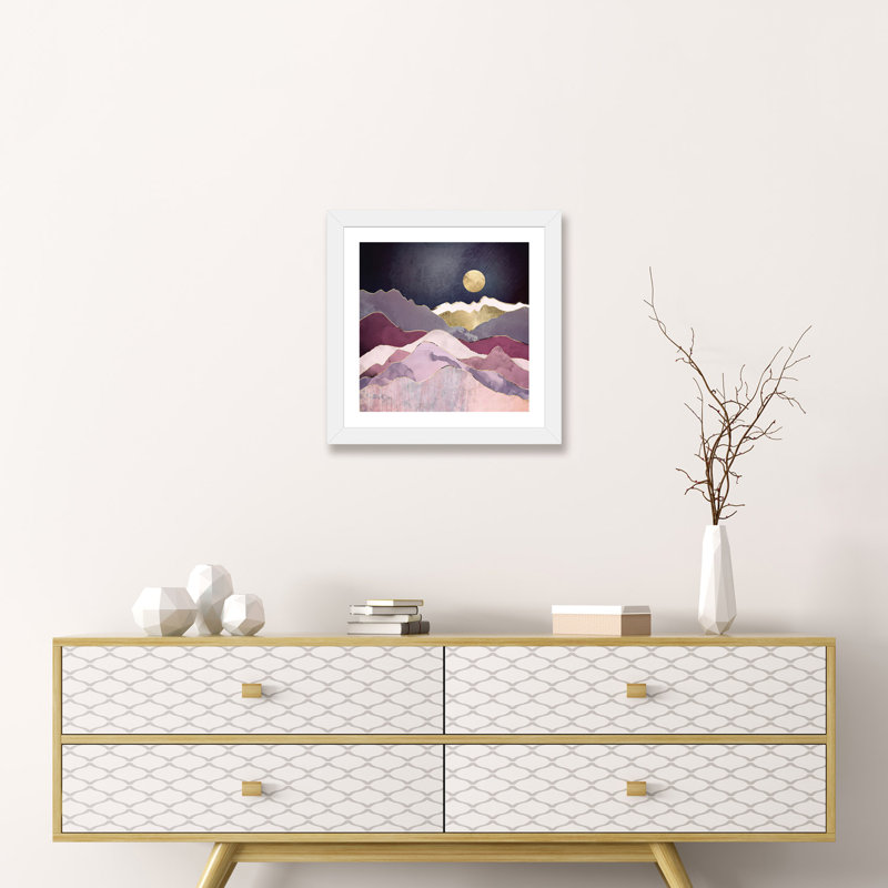 Rêve de framboise - imprimé, Encadré par un papier blanc, H 16 po x l 16 po x p 1 po