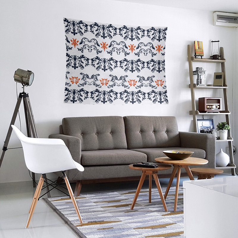 Tapisserie baroque en microfibre Chicago Football, Blanc / noir / orange, H 27,5 po x l 37,5 po