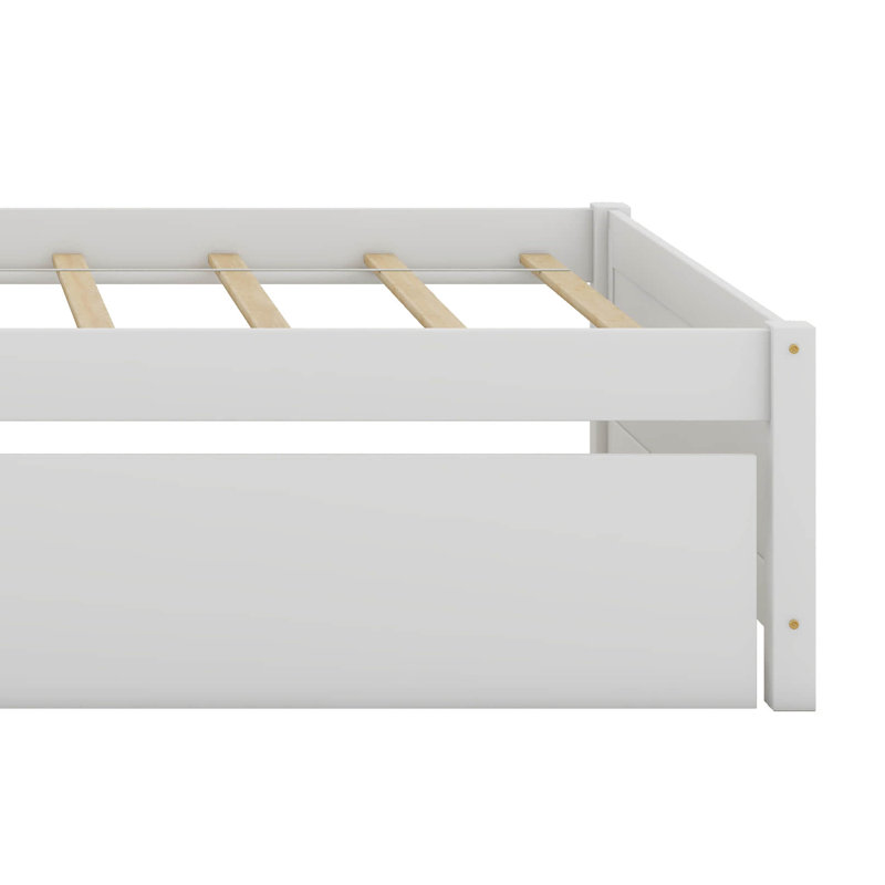 Lit simple avec lit gigogne en bois, White