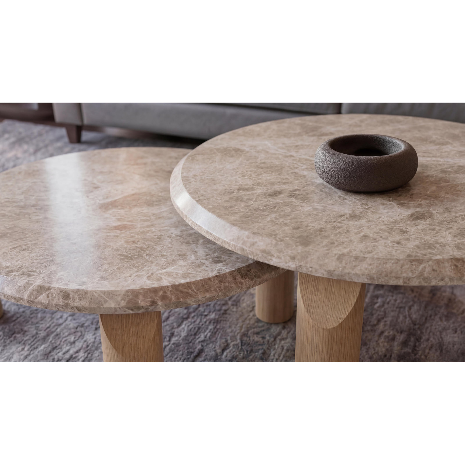 Vienna Marble Cocktail Table, Natural, Light Emperador, 16" H x 40.25" L x 40.25" W