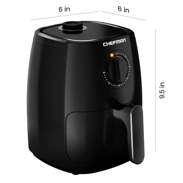 4.8qt Compact Air Fryer, Non Stick Frying Basket, Small Manual Air Fryer  With Timer Knob And Temperature Knob, Black