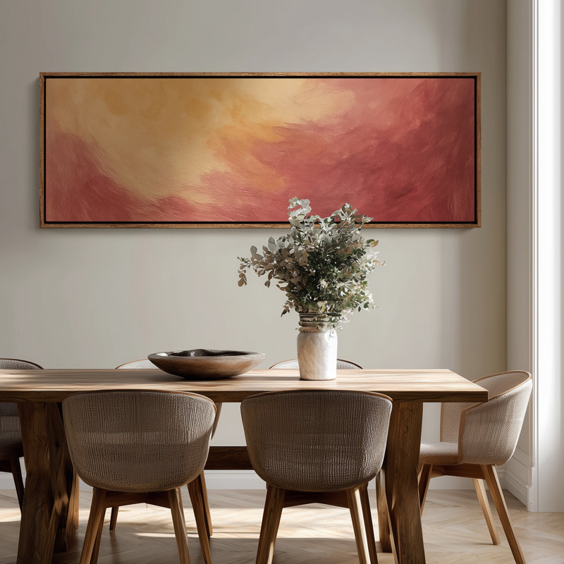 Très grand art mural rétro encadré pour art classique, H 20 po x l 60 po, Naturel