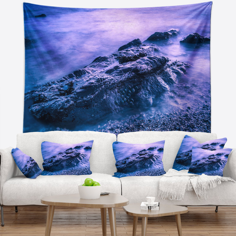 Tapisserie «Seascape Blue Slow Motion Sea Waves», H 32 po x l 39 po