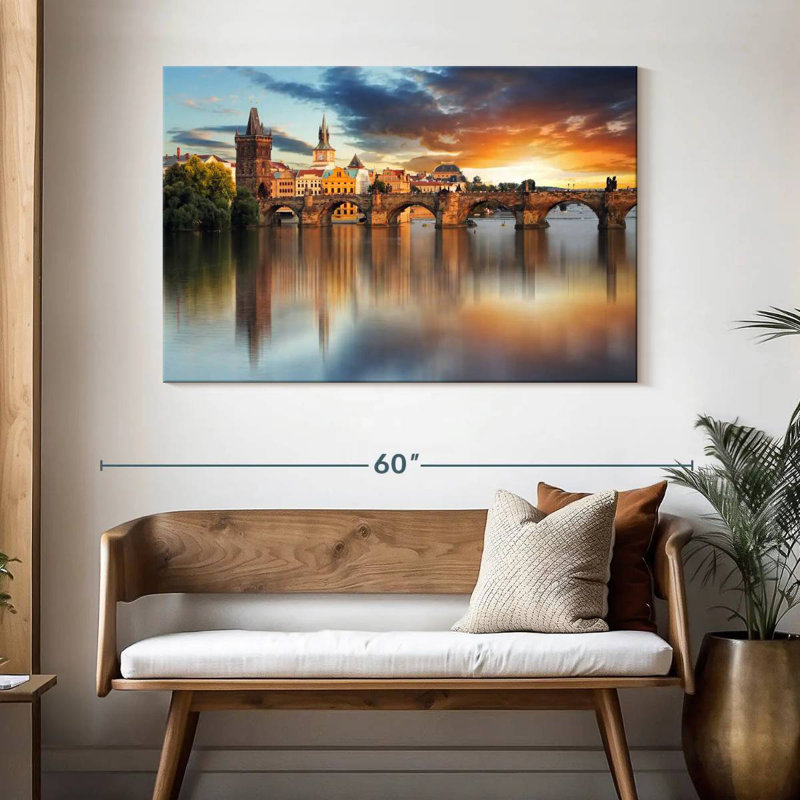 Lilie, pont Charles au crépuscule, H 32 po x l 48 po
