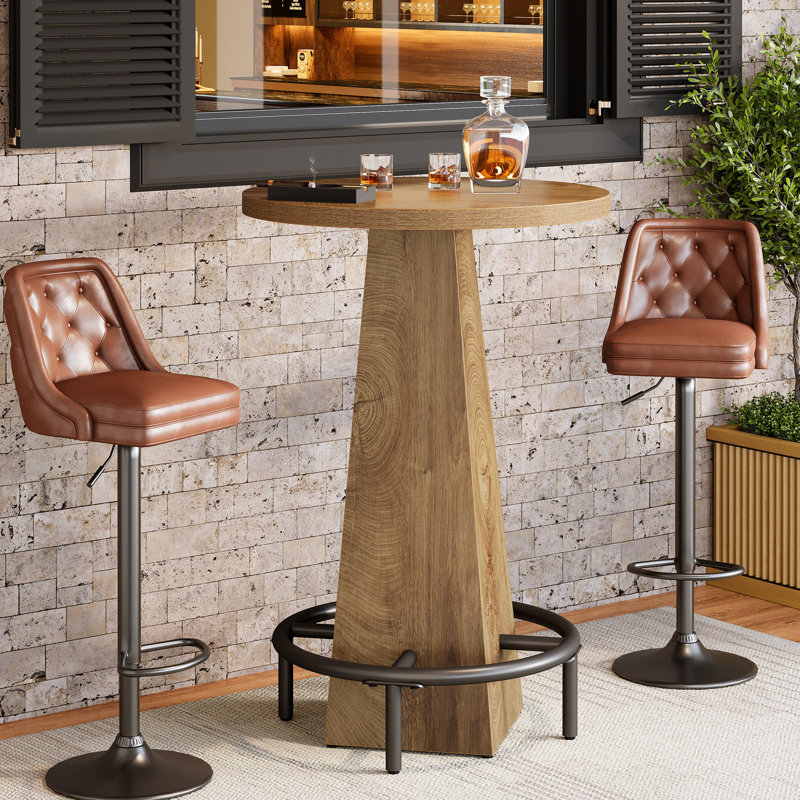 Table de salle à manger à hauteur de comptoir 37,4 "H, table de bar avec repose-pieds, Marron clair