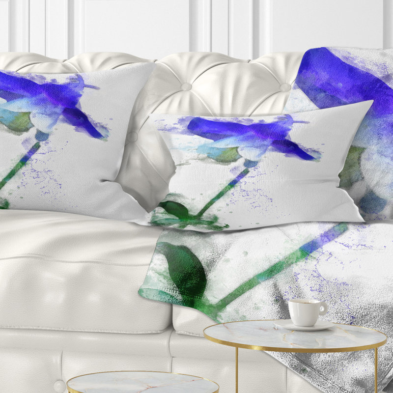 Coussin bleu avec aquarelle