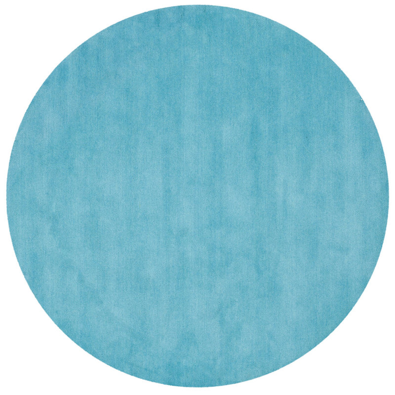 Tapis en laine turquoise touffeté à la main Moreau, Rond 6 pi