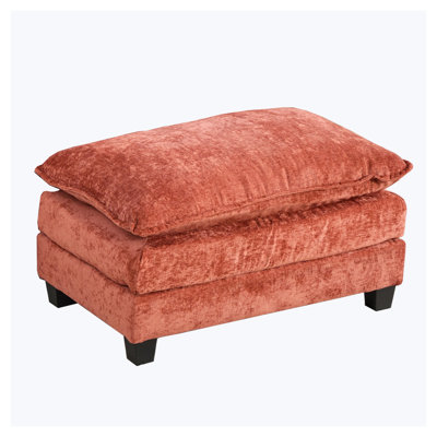 Cloud Chenille Ottoman - Orange, Modern Modular Sectional Accent Piece for Living Room