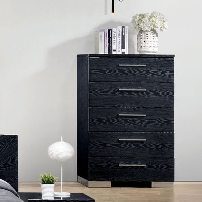Alei 5-Drawer High-Gloss Chest with Chrome Accents