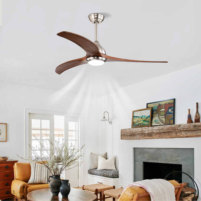 Ventilateur de plafond Cesar avec lumière DEL, télécommande et moteur réversible, Nickel