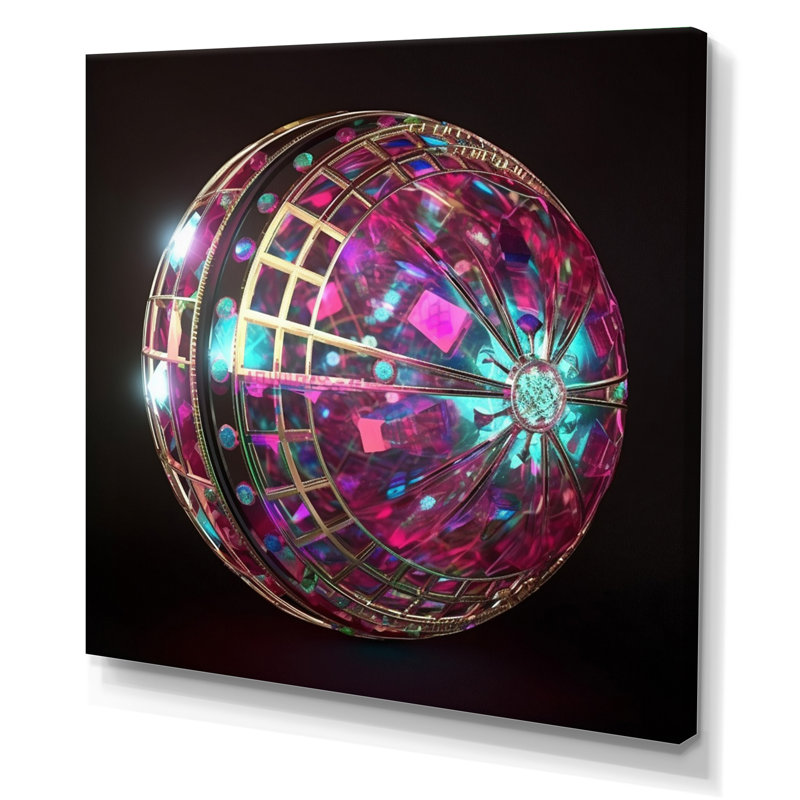 " Galactic Planetary Pink Sphere ", Wrapped Canvas, 16" H x 16" W x 1" D