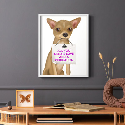 Love and Chihuahua Framed Print - Solid Wood