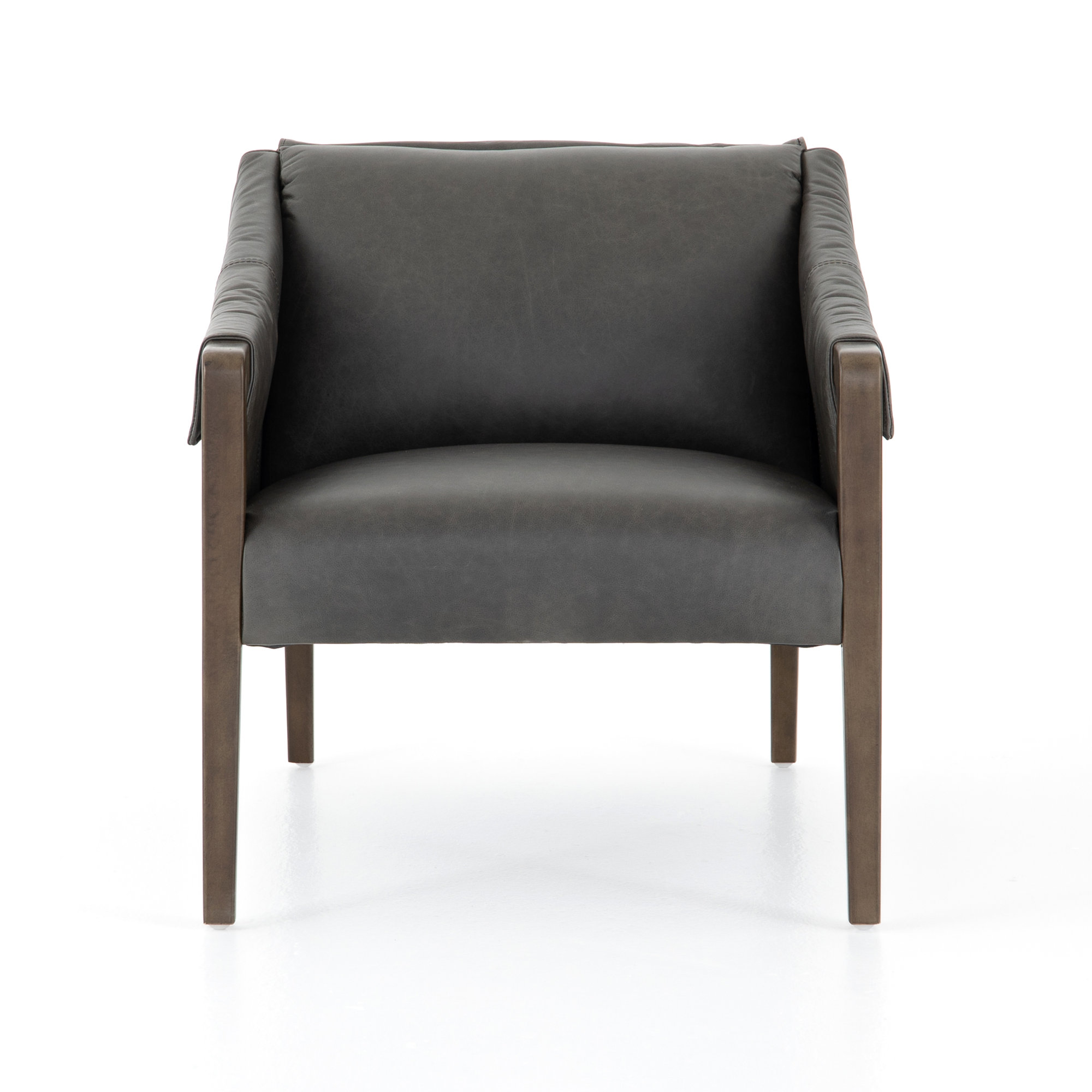Karin 27" Wide Armchair, Dulane Moss Genuine Leather, Brown
