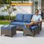 Chaises berçantes pivotantes d'extérieur en osier 7 pièces avec foyer rectangulaire au propane, ensemble de meubles de patio, ensemble de canapé à dossier haut toutes saisons-1706285005-1706285010