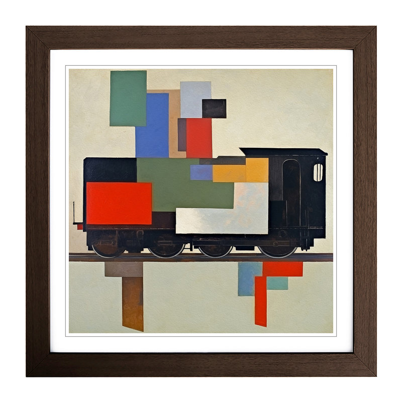 Train Suprematism - Framed Print, Walnut