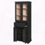 67.57-inch Tall Freestanding Bathroom Storage Cabinet with Tempered Glass Doors and Adjustable Shelves, Black