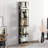 Modern Marble Pattern Bookshelf, Black & Gold, 12.7 x 70.2 x 12.3 inches | 100% Melamine Coated Particle Board & 100% Metal Frame | Multiple Shelves, Wall-Mountable | Elegant Storage for Home or Office