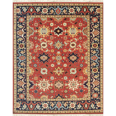 Coral Hand-Knotted Wool Rosette Constellation Geometric Modern Contemporary Carpet Rug