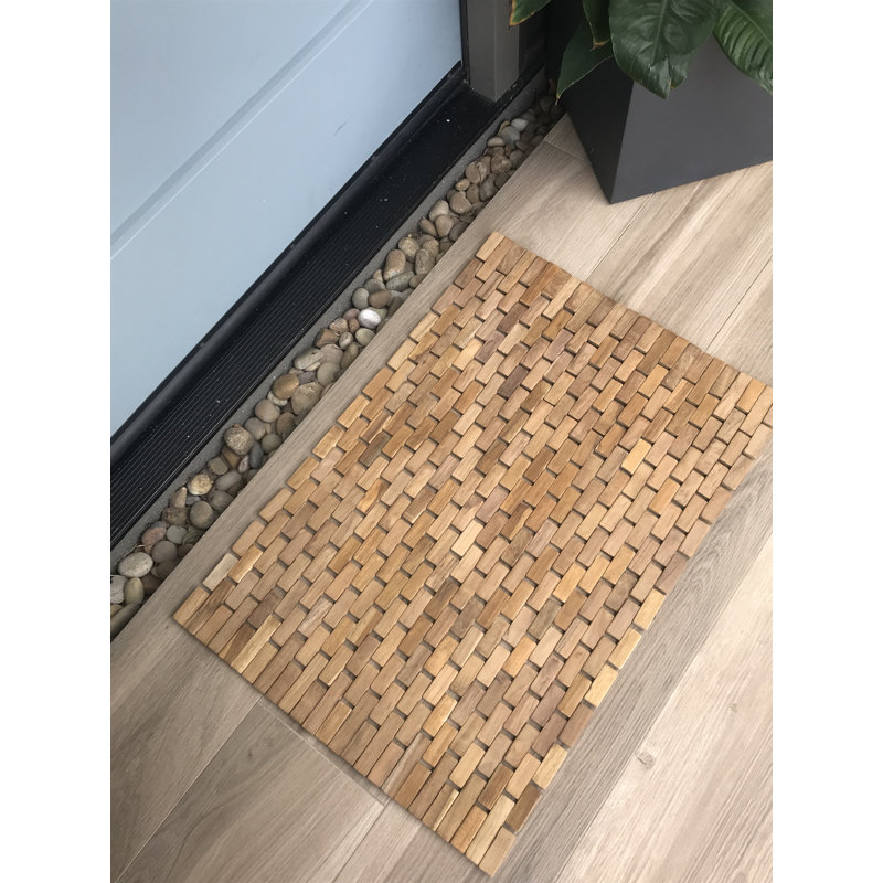 Hartness Bath Rug, Natural Teak Wood