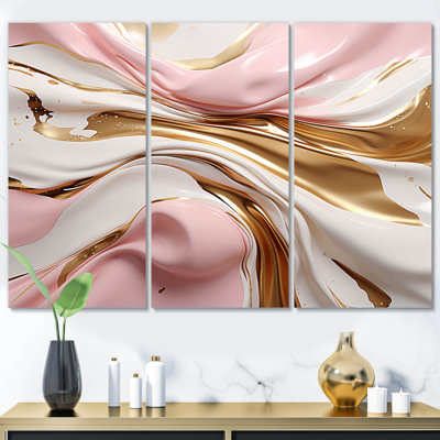 " Pink And Gold Liquid Glam Wave III " 3 - Pieces