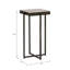 Modern Square Marble Top Forged Metal Drink Table for Living Room - Slim Pedestal Accent End Table for Decorative Display, Entryway, and Seating Areas