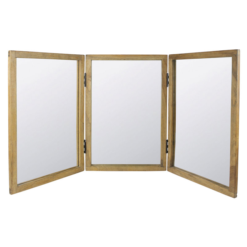 Miroir à trois volets en bois