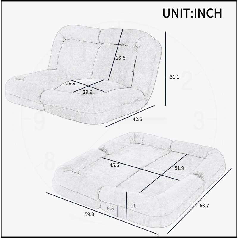 Canapé-lit convertible double escamotable, Rose