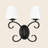 2-Light Black Wall Sconce with White Fabric Shades