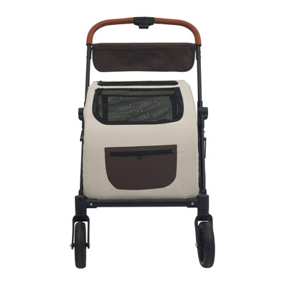 34 Inch Foldable Dog Stroller Detachable Cabin Spacious Pet Stroller for Medium Large Dogs