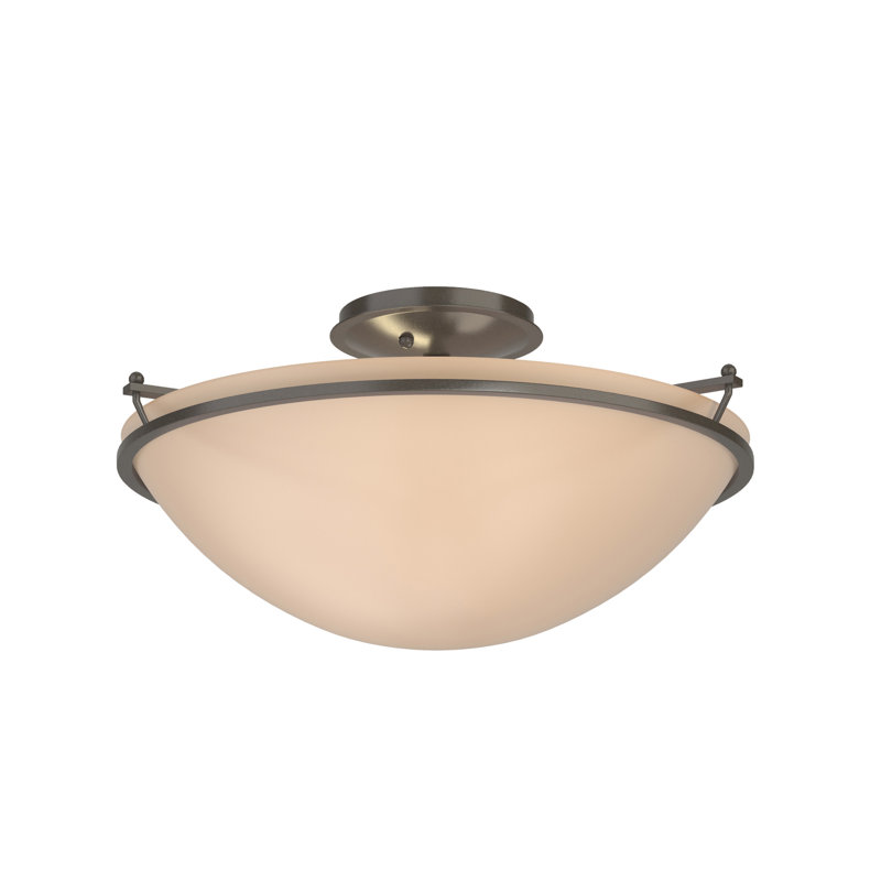 Plafonnier semi-encastré Simple Lines, Fumée foncée, Sable, H 7,1 po x l 14,5 po x P 14,5 po