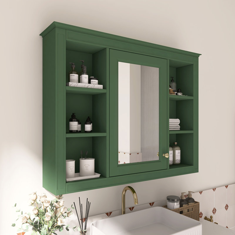 Armoire à pharmacie murale avec miroir, Vert