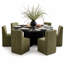 Ensemble de table de salle à manger 7 pièces avec chaises rembourrées entièrement assemblées sur roulettes-412814932