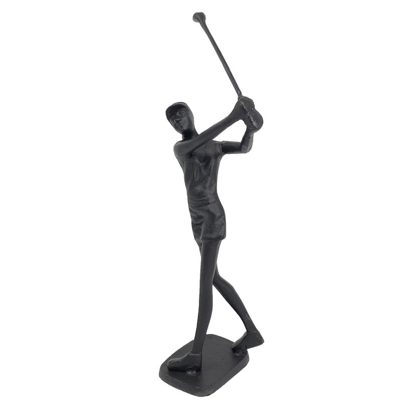GOLFER LADY Iron Figurine 29cm, Mocha
