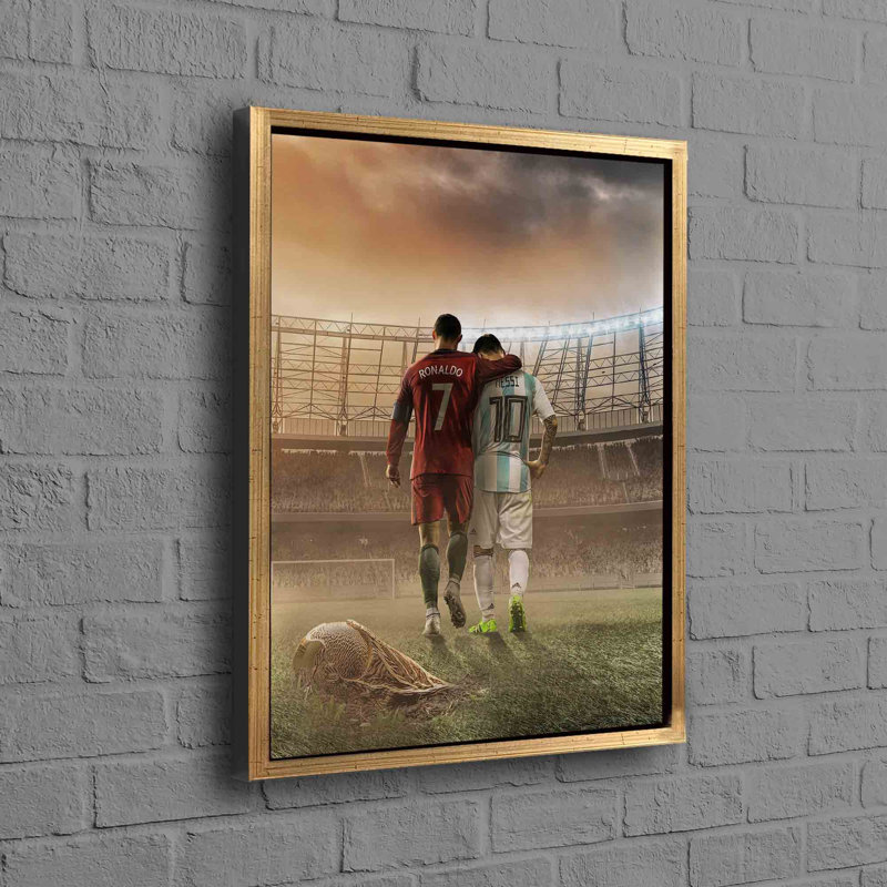 Legendary Football Stars Lionel Messi And Cristiano Ronaldo Captured In Vibrant Art Canvas For The Ultimate Cave Wall Decor