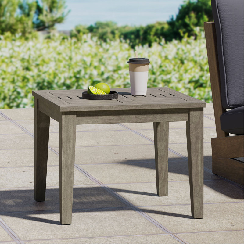 Outdoor Acacia Wood Side Table, Gray