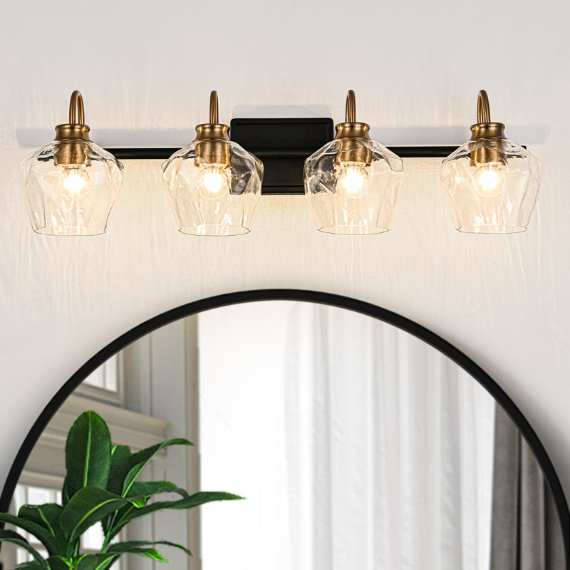 Éclairage pour meuble-lavabo à intensité variable Montalto, Quatre lumières, Noir mat / Or