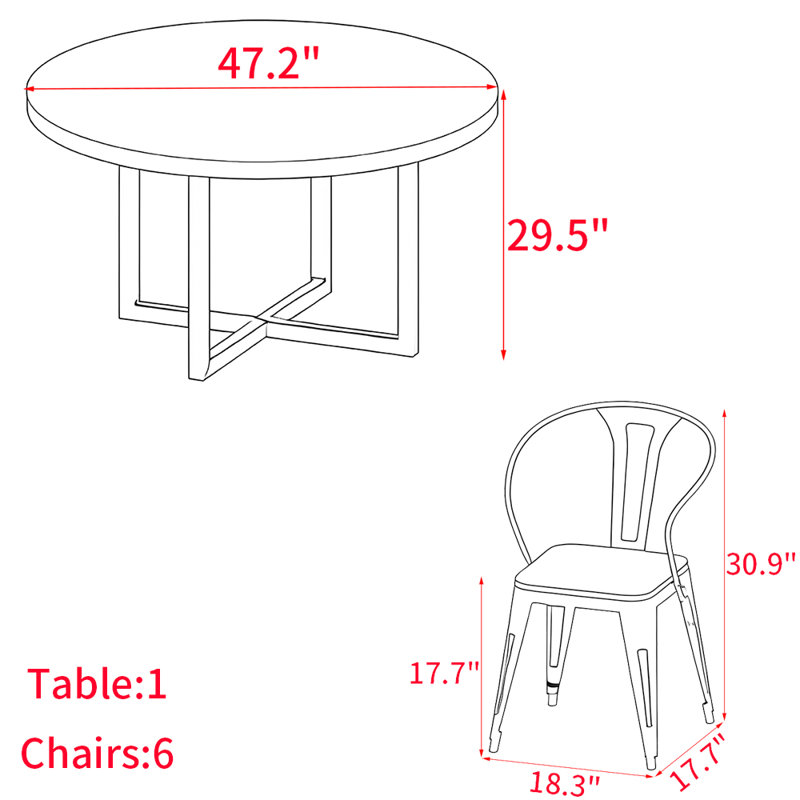 American style solid wood round table set