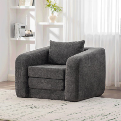 40 Inch Foldable Single Sofa Bed with Armrest & Backrest, Convertible Chenille Cloud Floor Mattress for Versatile Use in Apartments, Living Rooms, Bedrooms, and Dorms
