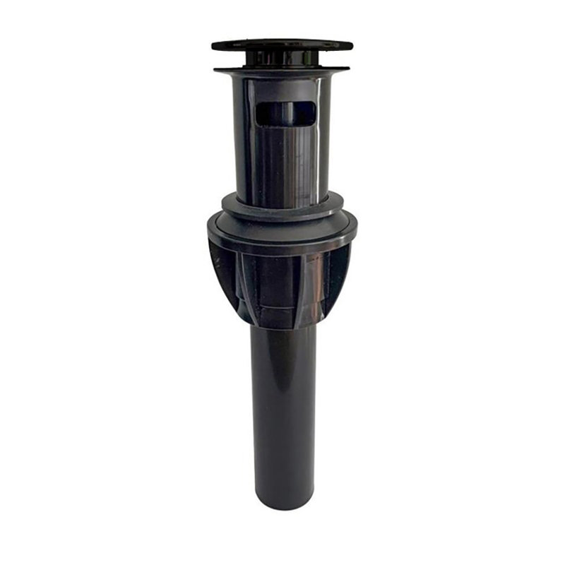 Drain de salle de bain 1-1 / 4 en plastique à bouton-poussoir avec trop-plein, chrome poli, Noir mat