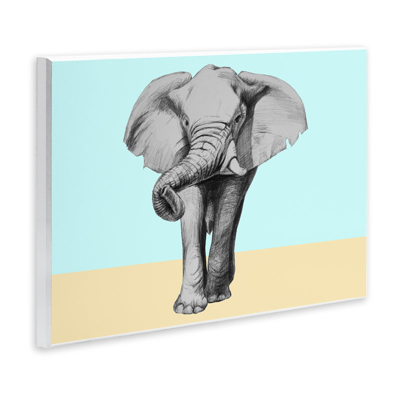 Plaque murale éléphant esquissé sur teintes bloquées, design par Violeta Vollmer, H 10 po x l 15 po