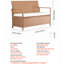 Boîte de rangement extérieure pour terrasse 70gal Pe imperméable, capacité de 2 personnes, 1 fonction, support, coussin moelleux, structure en acier allié, banc brun clair, siège imperméable, design, stable de 2,8 pouces d'épaisseur