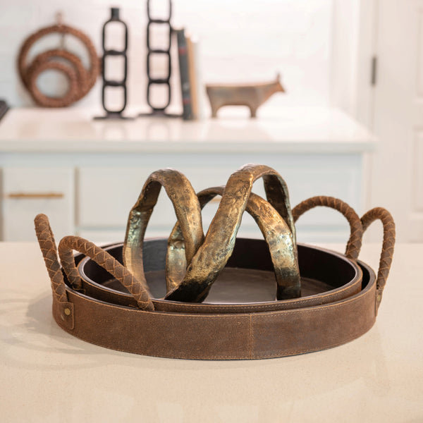 Plateaux ronds en cuir