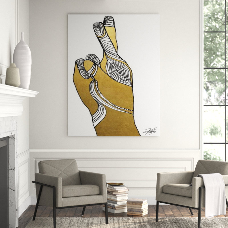 Sign Language X Print by Kelli Ellis, Gilded Gold, 32" H x 24" W x 1.5" D