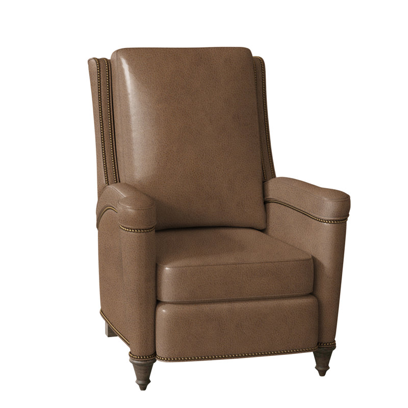 Mayes Recliner, Aspen Lenado Brown Genuine Leather, Cobblestone, French Natural