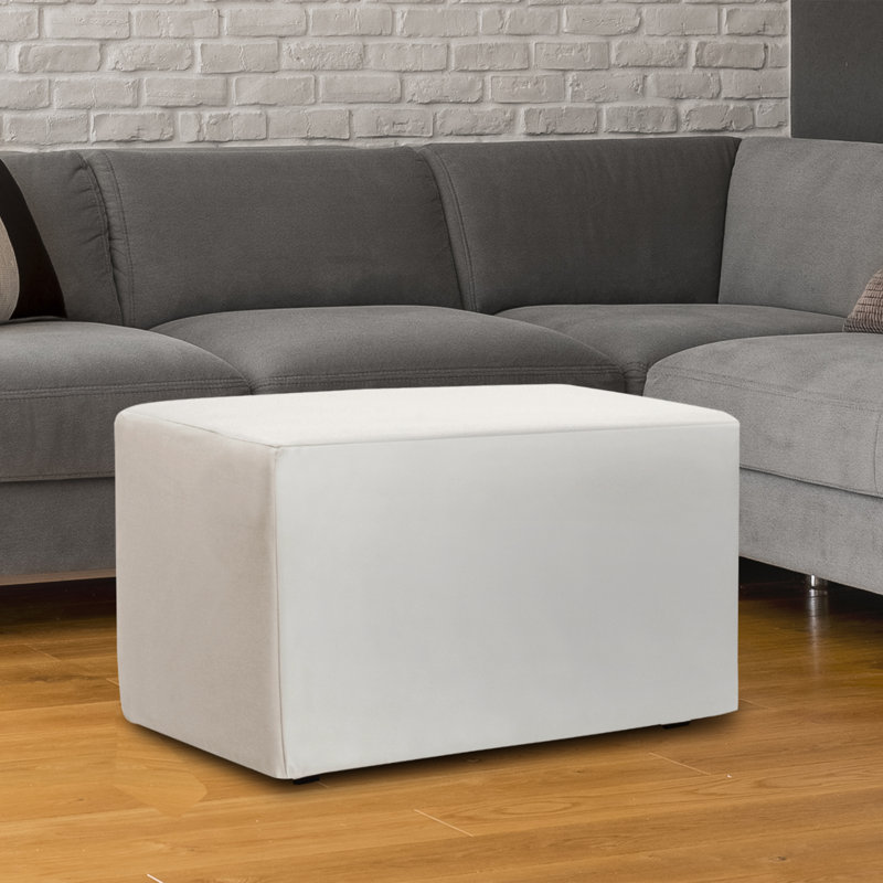 Asija Polyester Ottoman Slipcover, Avanti White